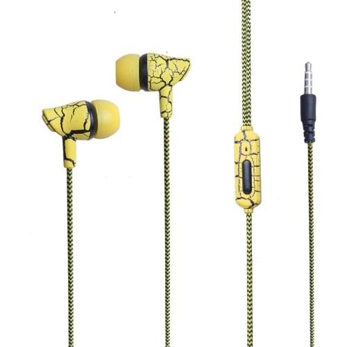 Sport Earphone Wired 3.5mm Crack Colorful Headset Earbud with Microphone Hands Free Crack Braided Headset wholesale