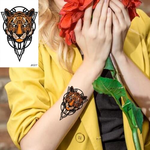 Flash Cool Tiger Animals Design Totem Waterproof Fake Line Temporary Tattoos Sticker Women Arm Tatoos Summer Style Tattoo Spirit
