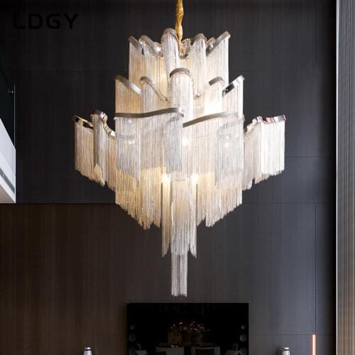 LED post-modern tassel chandelier duplex building loft apartment chandelier Italian villa living room staircase light luxury
