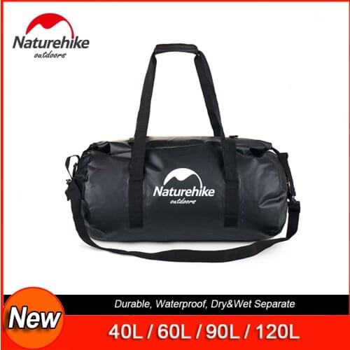 NatureHike Outdoor Dry Bag Waterproof Duffel Bag Camel Bag Holdall Sports Gym Swimming Bag Dry Wet Separation 40L/60L/90L/120L