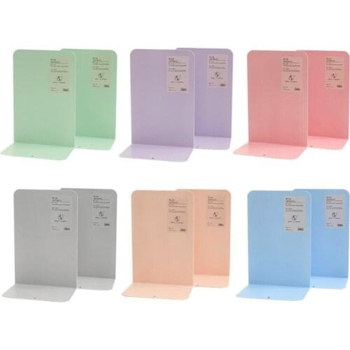 1 Pair Morandi L Shape Metal Bookends Reading Book Support Stand Desktop Office Document Organizer Rack Shelf