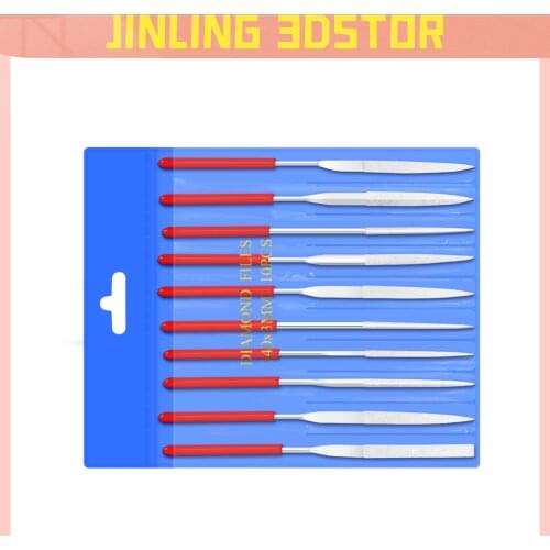 10Pcs Mini 140*3mm Needle File Set Diamond Handy Tools for Ceramic Glass Gem Stone Hobbies Crafts and 3D printing models