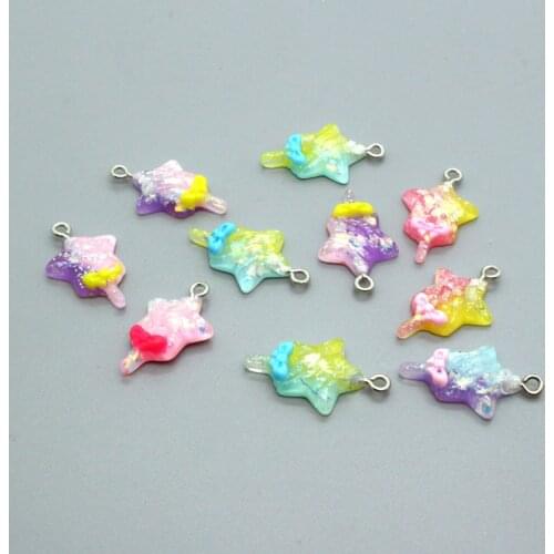 10pcs Star Candy Lollipop Resin Flatback Charms DIY Pendant For Earring Keychain Decoration Accessories Christmas Jewelry Make