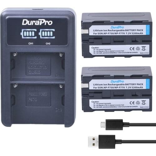 2pc 5200mAH NP-F750 NP-F770 Li-ion Battery+USB Charger for Sony NP F970 F960 ccd-tr917 ccd-tr940 ccd-trv101 ccd-trv215 ccd-trv25