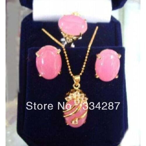 !5 color-blue/red/pink/purple/green jades-tiger eye stone earring pendant ring set