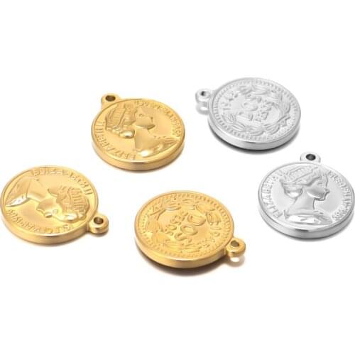 5pcs Stainless Steel Queen Charms Bracelet Necklace Jewelry Gifts Pendants Fashion Accessories Connector for DIY Jewelry Making