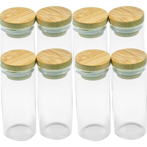 50pcs 30x70mm Bottle With Bamboo Lid Empty Airtight Bottles Food Grade Candy Saffron New Style Jars Leak proof