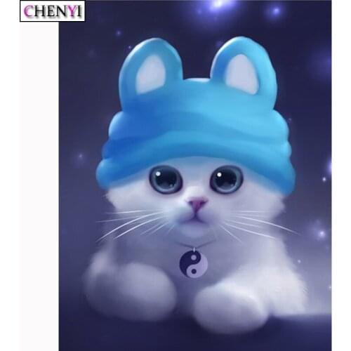 5D Diy Diamond Painting Cat Cartoon Picture By Number Full Diamond Mosaic Embroidery Cross Stitch Rhinestones Craft Home Decor