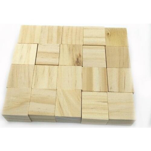 ANGRLY 20pcs Nature Color Unfinished Geometric Square Wooden Beads 20mm Baby Teether Wooden Wooden Toys Party Craft Supplies