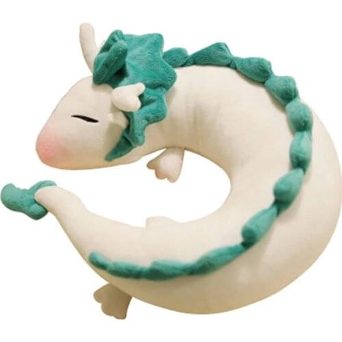 1pc Anime Miyazaki White Dragon U-shaped Plush Pillow Fashion Cartoon Dragon Toy Adults Nap Pillow Children Birthday Xmas Gift
