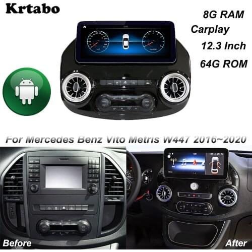 Car Radio Android Multimedia Player For Mercedes Benz Vito Metris W447 2016~2020 12.3 Inch Screen 8G RAM 64G ROM 8 Core Carplay