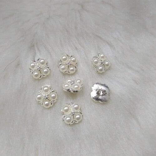 Free shipping 10pcs/lot buttons silver metal button shirt collar buttons pearl small button 11mm