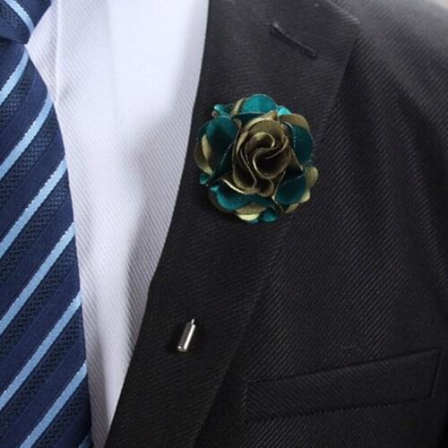 5 Pcs/lot Handmade Men Guest Boutonniere Pins Multicolor DIY Fashion Silk Fabric Brooch Corsage Flowers For Clothes Decoration