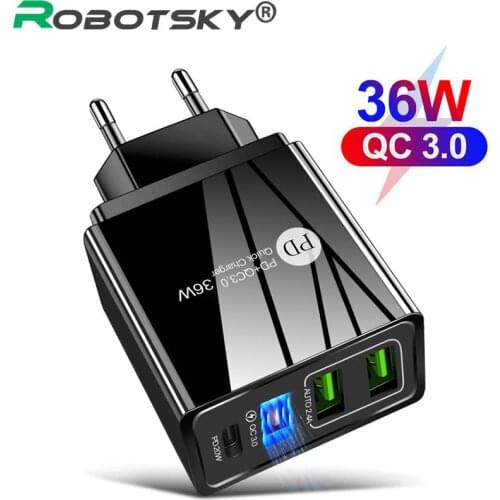 USB Quick Charger Portable QC3.0 PD Fast Charging Mobile Phone Charger For iPhone 11/12 Pro Max Samsung S20 Huawei Wall Adapter