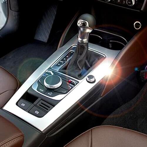 For Audi A3 8V 2012-2019 Stainless Gear Box Panel Water Cup Holder Frame Decoration Cover Trim Car Styling