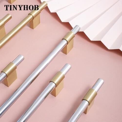 European style/Silver Solid Brass Cabinet Long Handles Furniture Drawer Pulls Drawer T Bar Kitchen Pulls Furniture Hardware