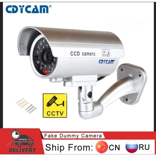Cdycam 1pcs Dummy Camera Bullet Waterproof Outdoor Indoor Security Surveillance Camera With Flashing Red LED simulation camera