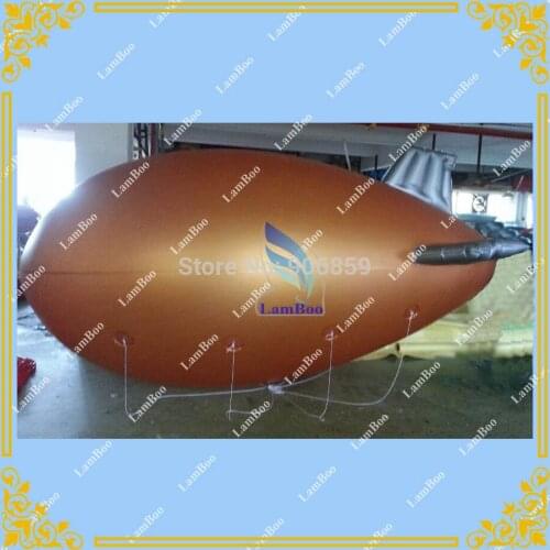 Nice Design 13ft/4m Long Golden Inflatable Airship Blimp Zeppelin with Purple wings for Advertisement/DHL shipping
