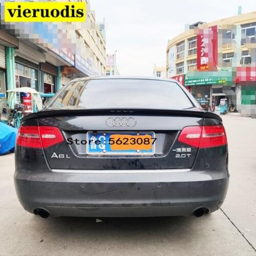 PU Unpainted Grey Car Trunk Boot Wing Lip Spoiler For Audi A6 C6 2005 - 2011 Rear Trunk Spoiler Wing