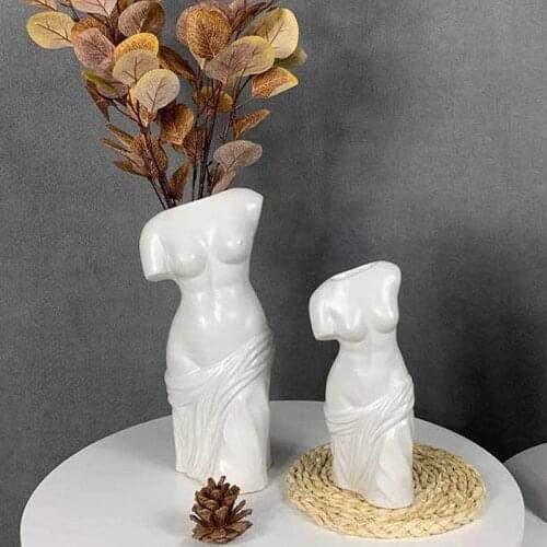 Ceramics Woman Body Vase Nude Female Sculpture Flower Pot Sculpture Flower Arrangement Container Home Living Room Decor Crafts