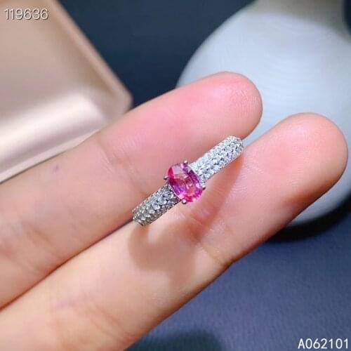 KJJEAXCMY fine jewelry S925 sterling silver inlaid natural pink sapphire new girl fashion ring support test Chinese style