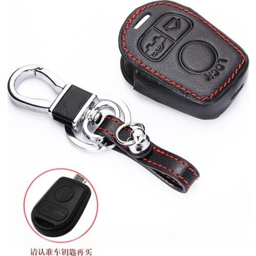 Leather Car Key Case holder For BMW E31 E32 E34 E36 E38 E39 E46 Z3 3 Buttons Remote Fob Cover Keychain Protector Bag