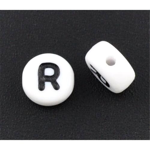 DoreenBeads 500Pcs Acrylic Alphabet/Letter "R" Flat Round Spacer Beads 7mm(B08345), yiwu