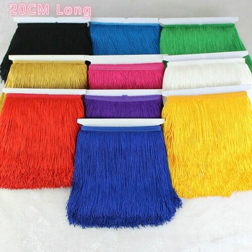 10Yard/Lot 21 Color Polyester Tassel Fringe Lace Trim For Diy Latin Dress Stage Clothes Accessories 20CM Long Trimming