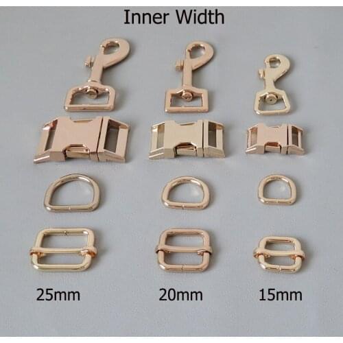10Sets/Lot Metal D Ring Buckle Hardware Belt Adjuster Snap Hook For Dog Collar Paracord Leash Leads Lobster Clasp DIY Accessory