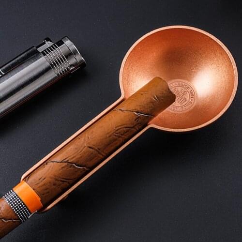 Metal Cigarette Cigar Ash Tray Ashtrays Retro Copper Cigar Ashtray with Gift Box Portable Smoking Cigars Accessories Home Office