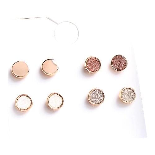 Fashion women jewelry accessories geometry metal round mini earrings set