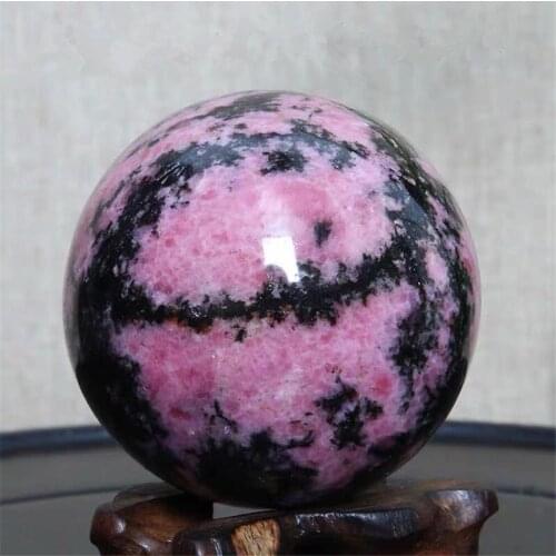 Natural Pink Crystal Black Rose Stone Sphere Quartz Ball Point Healing Feng Shui Room Decoration