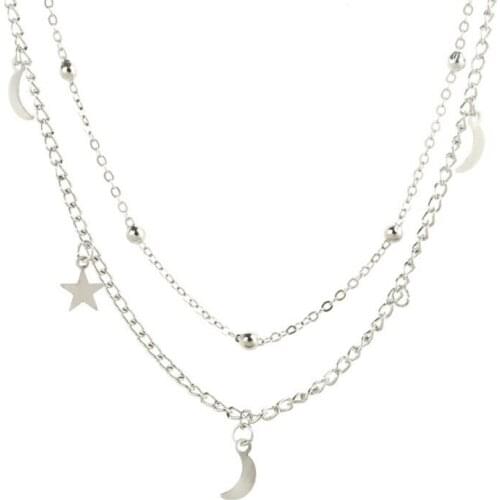 Charm Fashion Necklaces for Women Girl Star Moon Pendant Choker Necklace Chains Jewelry Party Gift Necklace