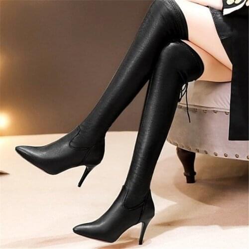 2020 sexy nightclub boots high boots womens boots British style pointed stiletto elastic boots stovepipe Over the knee 35-39