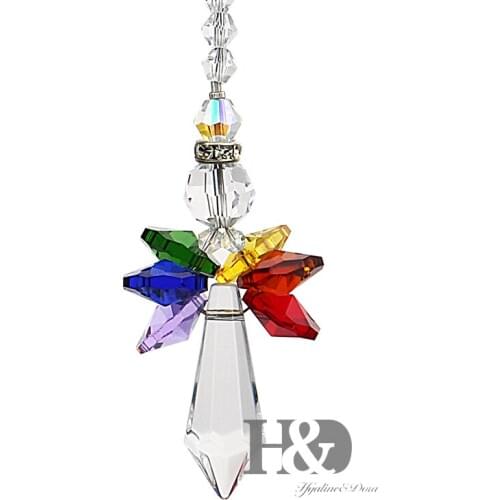 H&D Handmade Rainbow Suncatch Clear Crystal Angle Prisms Hanging Pendants Car Charm Home Wedding DIY Decoration Christmas Decor