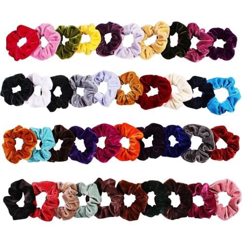 Vintage Korea Velvet Hair Scrunchie Scrunchy Ponytail Holder Hair Ties Elastic Hair Bands Solid Color Headwear Hair Accessories