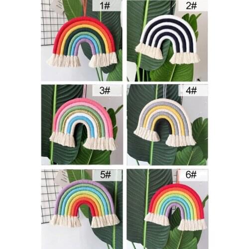 Hand-knitted Rainbow Ornament Cotton Thread Material Home Childrens Room Decoration Pendant Style Color and Complete