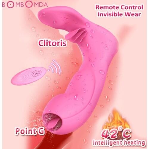 Sex Tongue Licking Vibrator Wearable Dildo Vibrator Panties G Spot Clitoris Stimulator Vibrator Sex Toys for Women Masturbator