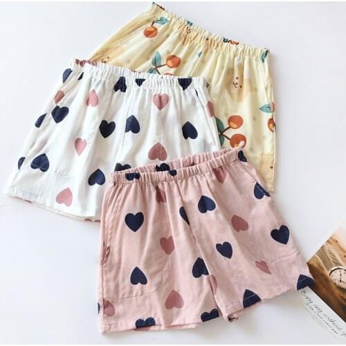 Womens Shorts Summer Pure Cotton Gauze Soft Short Sleep Bottoms Thin Loose Comfortable Cool Ladies Home Shorts Beach Pants