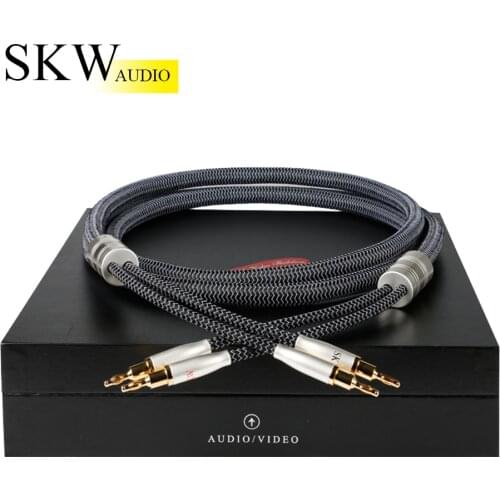 SKW HIFI Silver-plated On OCC Conductor Speaker Audio Cable Speaker Wire For Amplifier Hi-fi Systems Y Plug Banana plug one pair