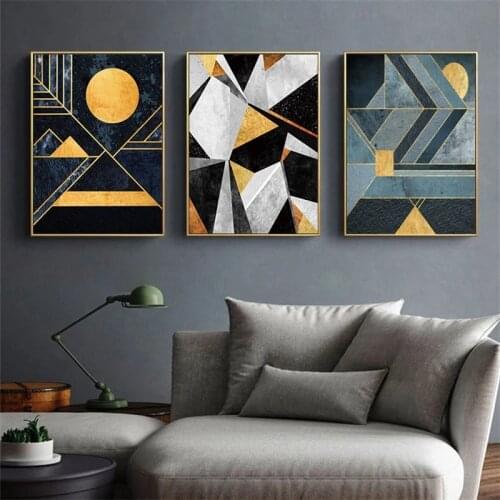 Modern Nordic Abstract Geometric Oil Painting on Canvas Wall Art Posters Prints Wall Pictures for Living Room Home Cuadros Decor