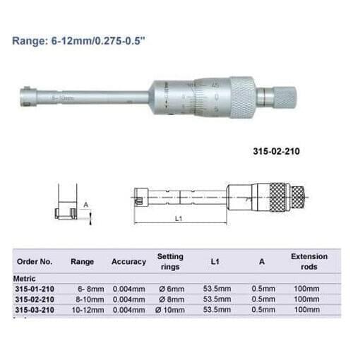 Three-point Internal Micrometers 6-8mm.0.275-0.35inch.315-01-210