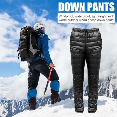 Windproof Drawstring Down Pants Outdoor Skiing Trekking Thickened Climbing Winter Warm Pocket Slim Trousers for Unisex Size S-5X