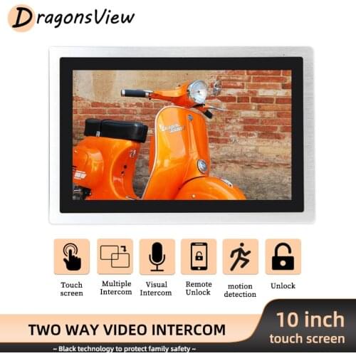 DragonsView 10 Inch Video Door Phone Touch Button Indoor Monitor AHD Signal for Home Intercom