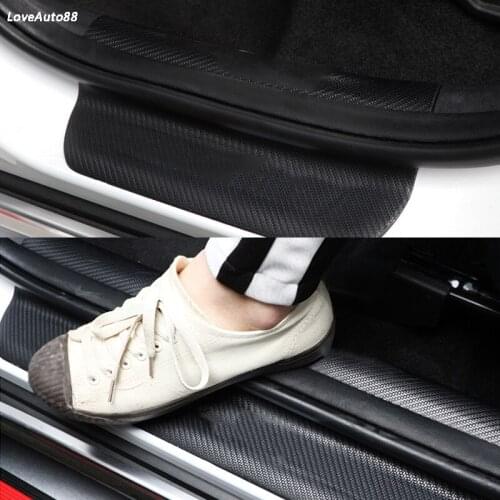 Interior Exterior Threshold Door Sill Carbon Fiber Leather Decoration Strip Welcome Pedal For Kia Sportage QL 2017-2019 2020