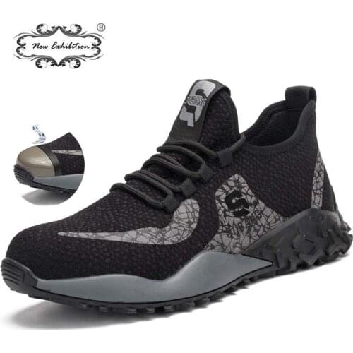 New exhibition Safety shoes men breathable anti-smashing anti-piercing work Boots steel toe cap outdoor protective labor Sneaker