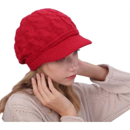 Women Lady Winter Warm Knitted Hat Crochet Slouchy Baggy Peaked Caps Fashion Casual Thick Breathable Soft Solid Sunproof Berets