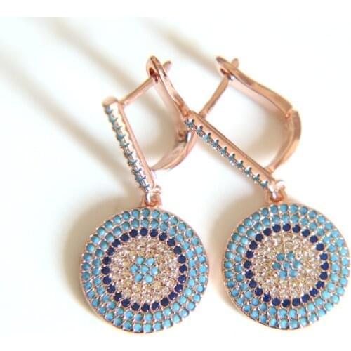 Evil eye round disco charm dangle charm earring bohemia boho fashion high quality gorgeous women jewelry