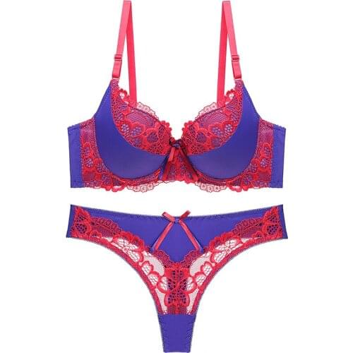 DKERT Women Push Up Brassiere Underwear Femme Panties Lingerie Bralette Bra and Thong Set