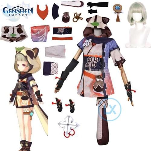 Game Genshin Impact Sayu Cosplay Costume Wig Suit Lolita Kimono Women Uniform Outfits Lovely Dress Halloween Hat Tail Full Gifts